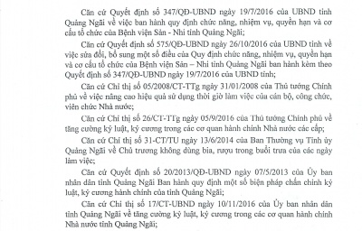 Quyết định 19/QĐ-BVSN V/v thành lập Tổ kiểm tra việc chấp hành kỷ luật, kỷ cương hành chính của Bệnh viện Sản - Nhi tỉnh